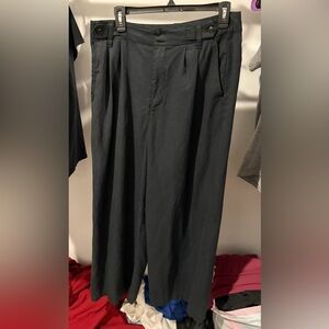 Madewell The Harlow Wide-Leg Linen Blend Black Pants